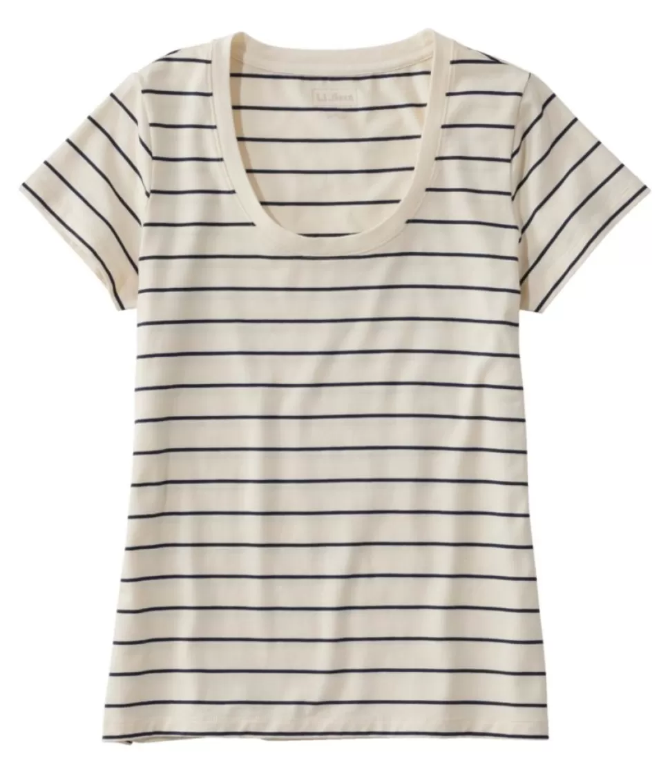 Clearance "Women's Soft Stretch Supima Tee, Scoopneck Short-Sleeve Stripe" Women Shirts & Tops