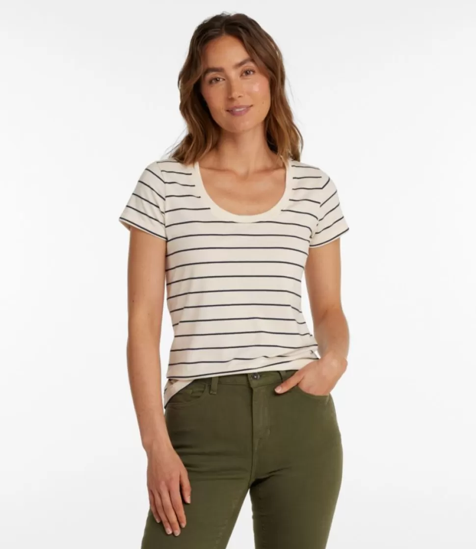 Clearance "Women's Soft Stretch Supima Tee, Scoopneck Short-Sleeve Stripe" Women Shirts & Tops