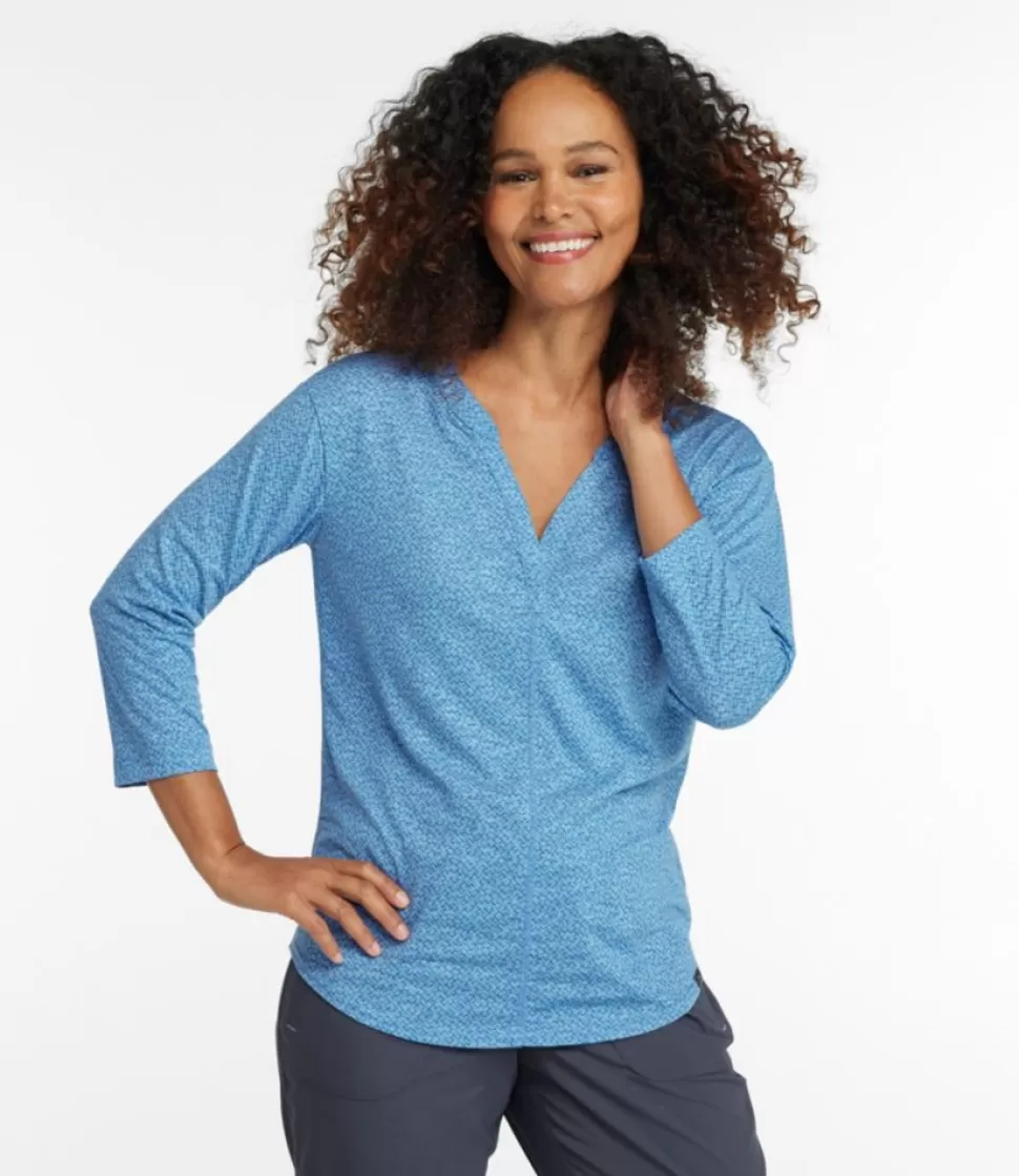 Sale "Women's Streamside Tee, Three-Quarter-Sleeve Splitneck, Print" Women Shirts & Tops | Activewear