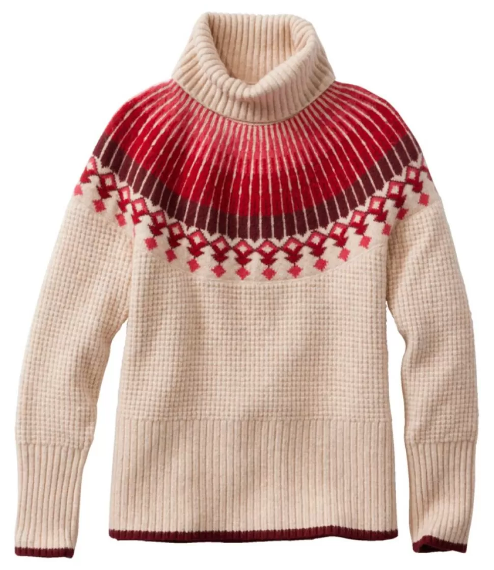Best Sale "Women's SuperSoft Waffle Sweater, Turtleneck Fair Isle" Women Sweaters