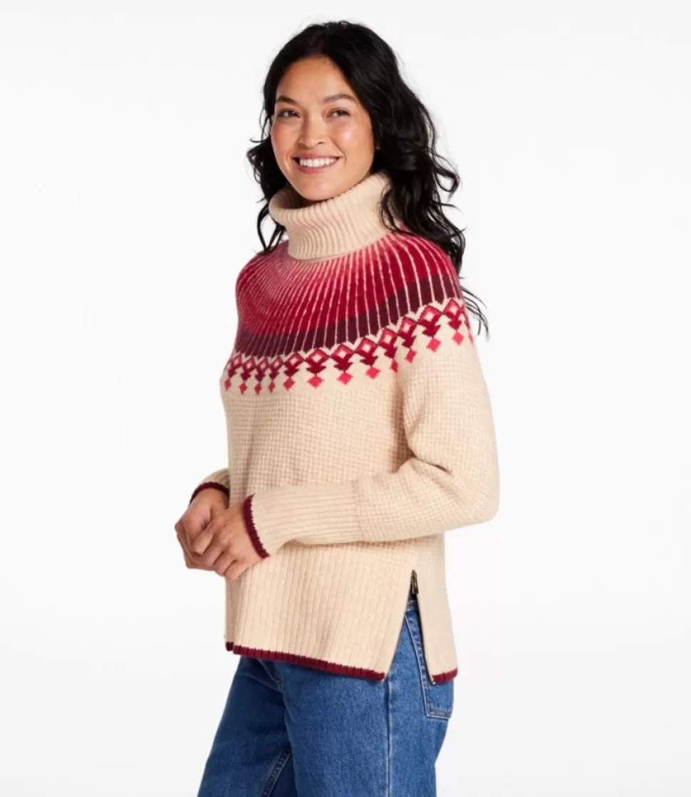 Best Sale "Women's SuperSoft Waffle Sweater, Turtleneck Fair Isle" Women Sweaters