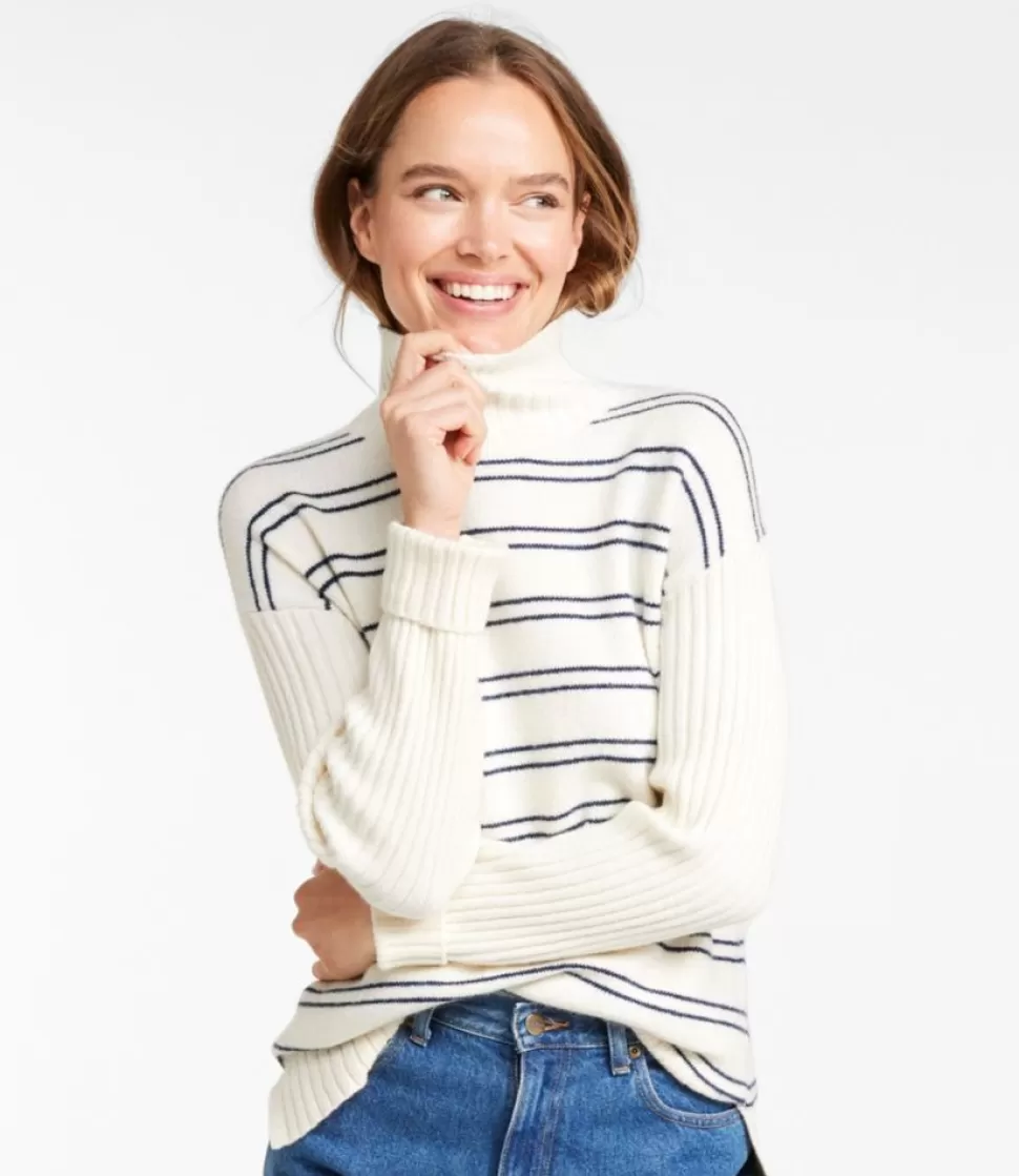Clearance "Women's The Essential Sweater, Turtleneck Stripe" Women Sweaters