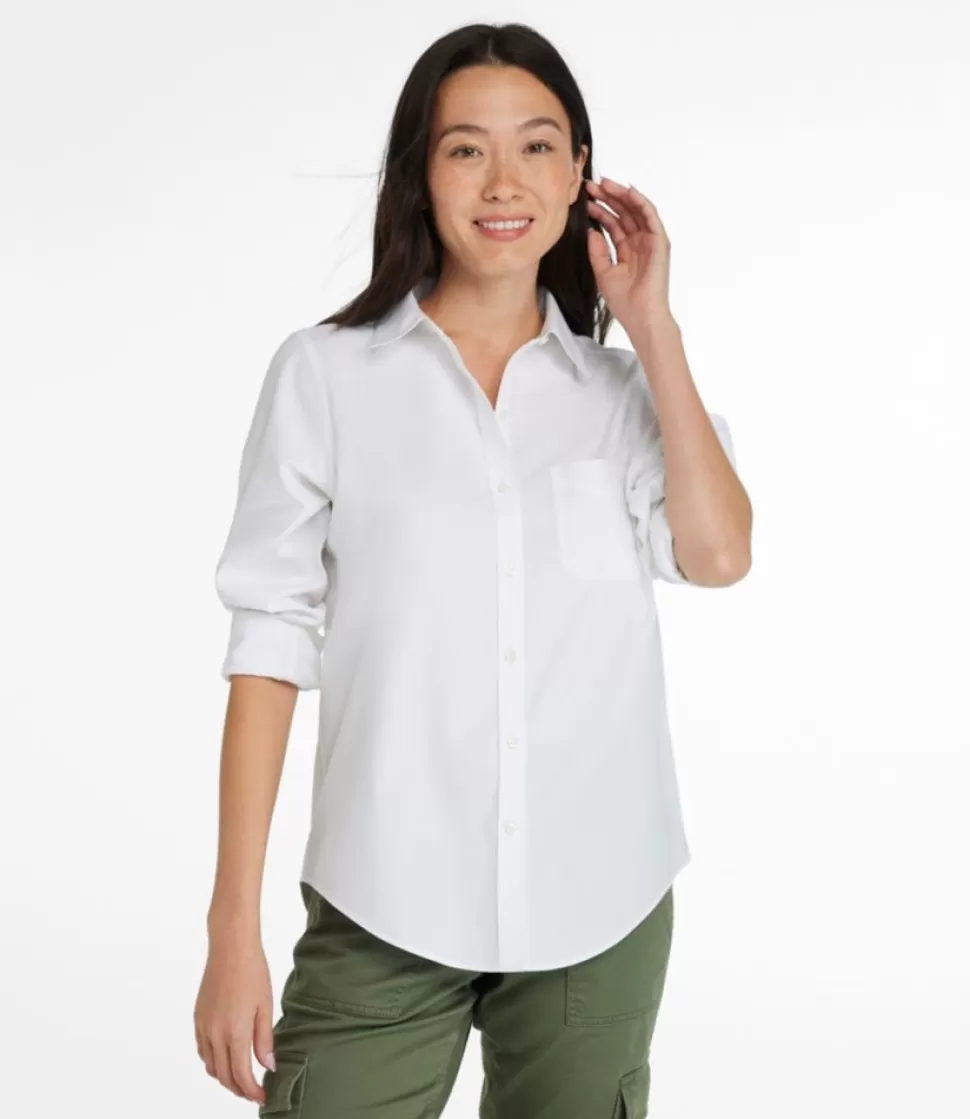 Flash Sale "Women's Wrinkle-Free Pinpoint Oxford Shirt, Long-Sleeve Relaxed Fit" Women Shirts & Tops